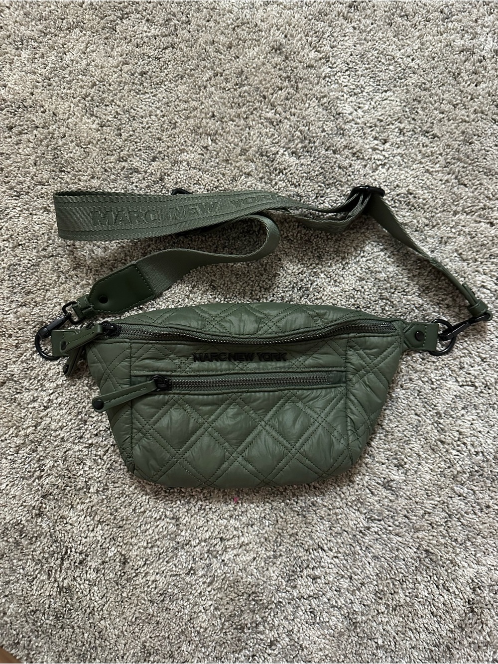 Marc New York Olive Green Quilted Fanny Pack Crossbody Belt Bag